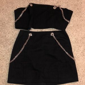 Black chain skirt set